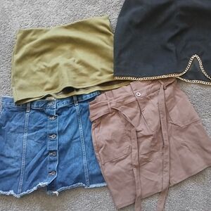Chocolate Brand Mini Skirt Set - Black, Olive, Denim, Tan, Sz L,xl